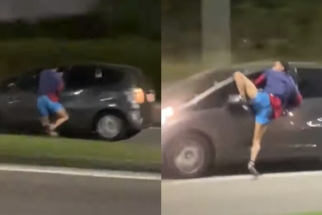 Homem pendurado em carro no Rio de Janeiro - Foto: YouTube