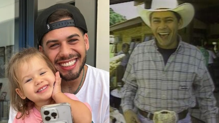 Zé Felipe com a filha, Maria Alice, e o sertanejo Leandro, morto em 1998 - Foto: Instagram @zefelipe / YouTube