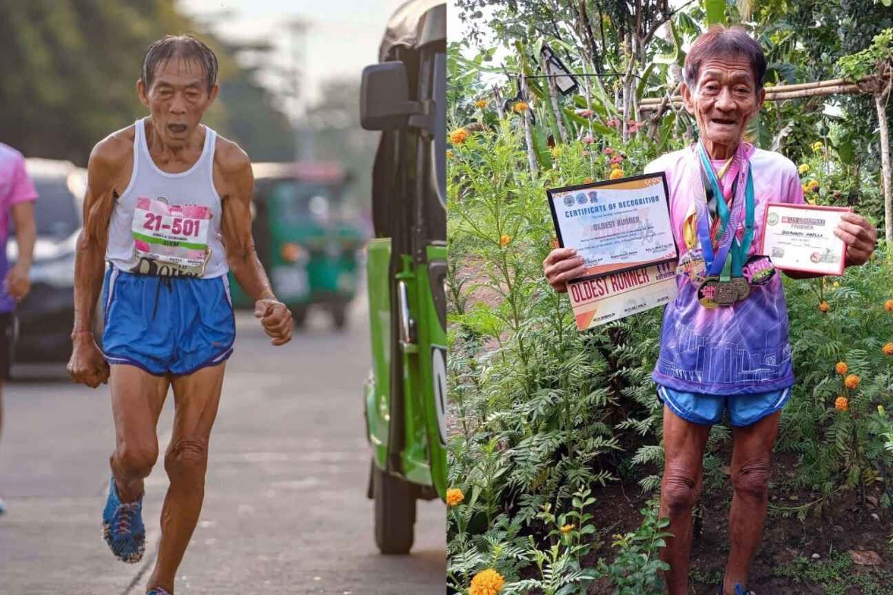 Tatay Ruben, aos 75 anos, corre maratona com tênis rasgados e inspira o mundo