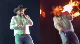 Cantor Léo é atingido por fogo no palco e reage com bom humor: 'Depois de pé quebrado, veio aí'