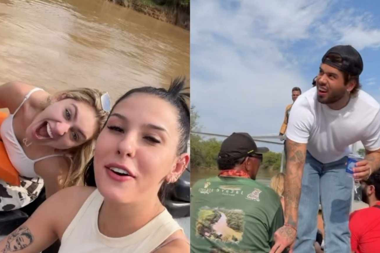 Ana Castela e Zé Felipe viajam com Leonardo para o Pantanal