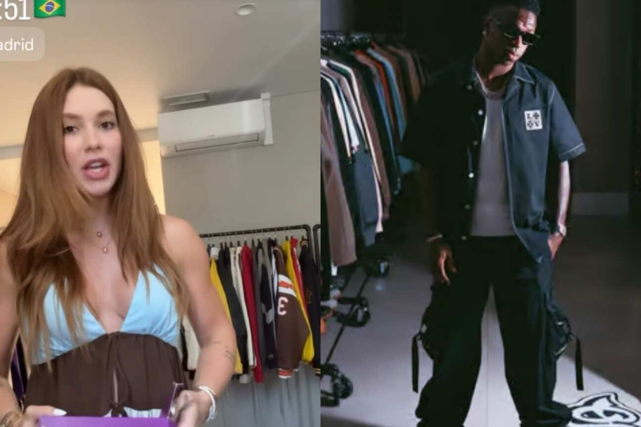 Virginia Fonseca chega a Madrid e posta vídeo direto do closet de Vini Jr.