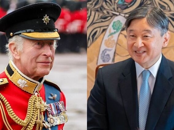 Rei Charles III e Naruhito - Foto: Reprodução / Instagram @theroyalfamily @kunaicho_jp