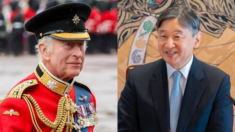 Rei Charles III e Naruhito - Foto: Reprodução / Instagram @theroyalfamily @kunaicho_jp