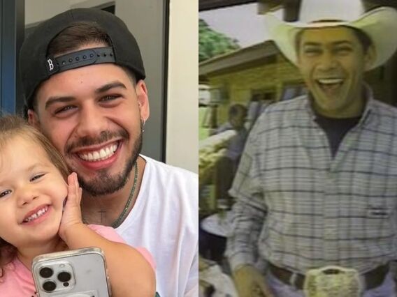 Zé Felipe com a filha, Maria Alice, e o sertanejo Leandro, morto em 1998 - Foto: Instagram @zefelipe / YouTube