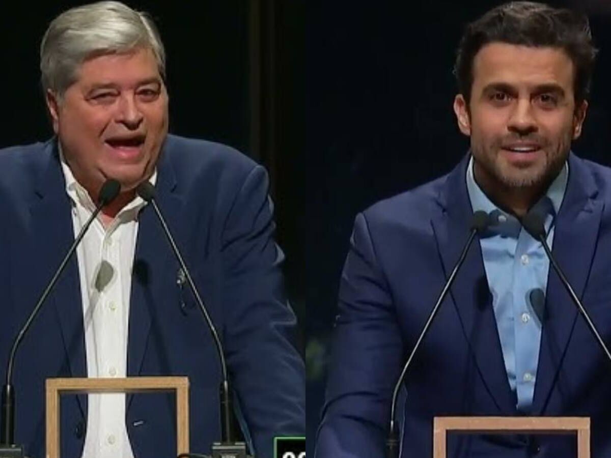 José Luiz Datena e Pablo Marçal antes da agressão com cadeira em debate - Foto: TV Cultura