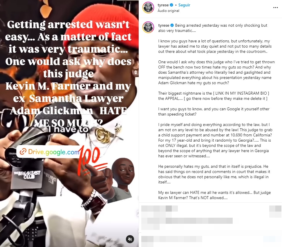 Foto: Reprodução / Instagram @tyrese