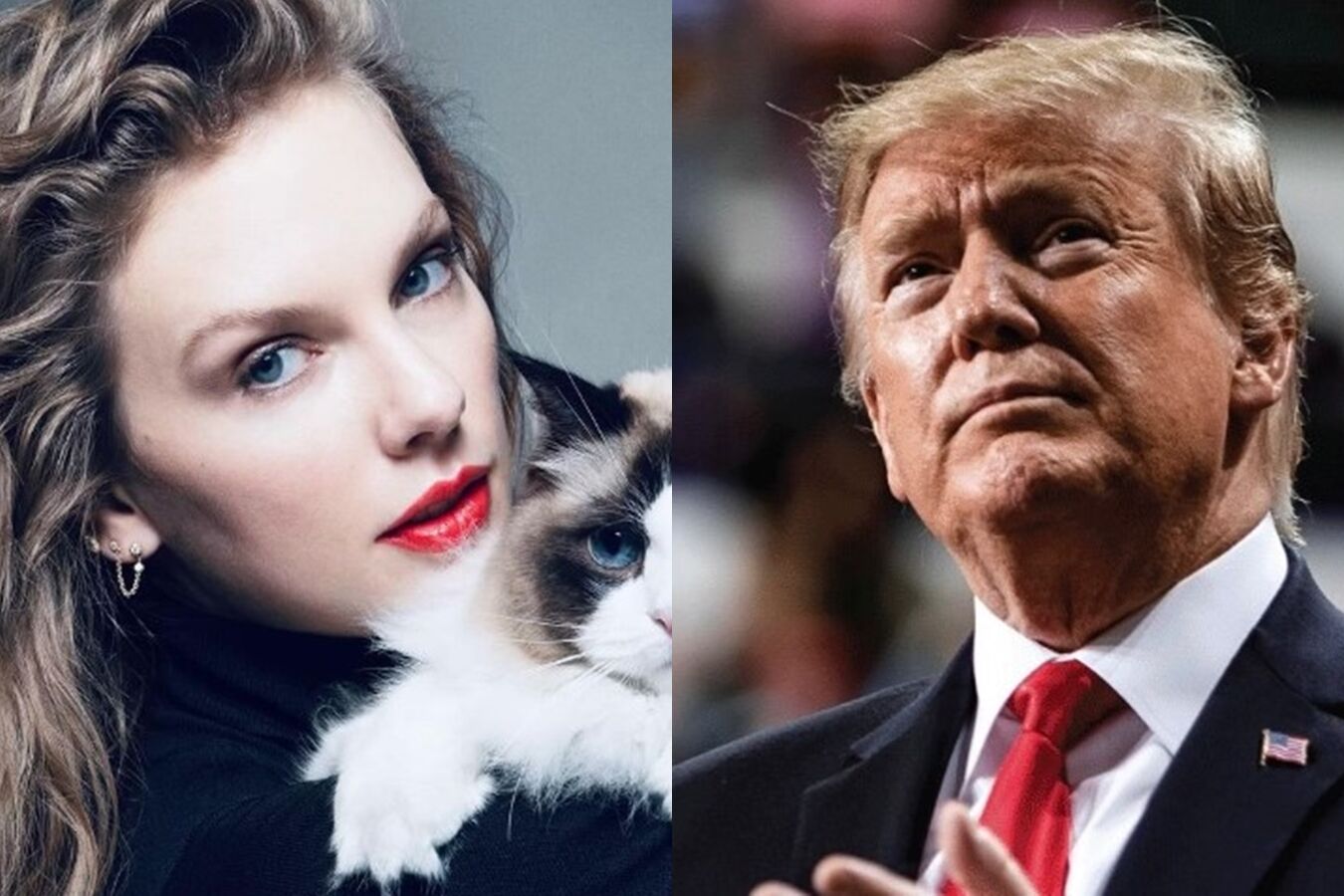 Taylor Swift e Donald Trump - Foto: Reprodução / Instagram @taylorswift @realdonaldtrump