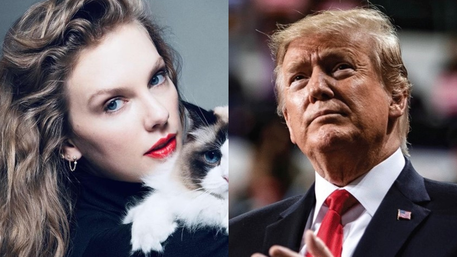 Taylor Swift e Donald Trump - Foto: Reprodução / Instagram @taylorswift @realdonaldtrump