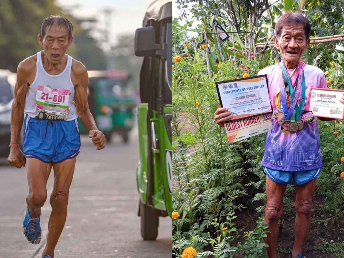 Tatay Ruben, aos 75 anos, corre maratona com tênis rasgados e inspira o mundo