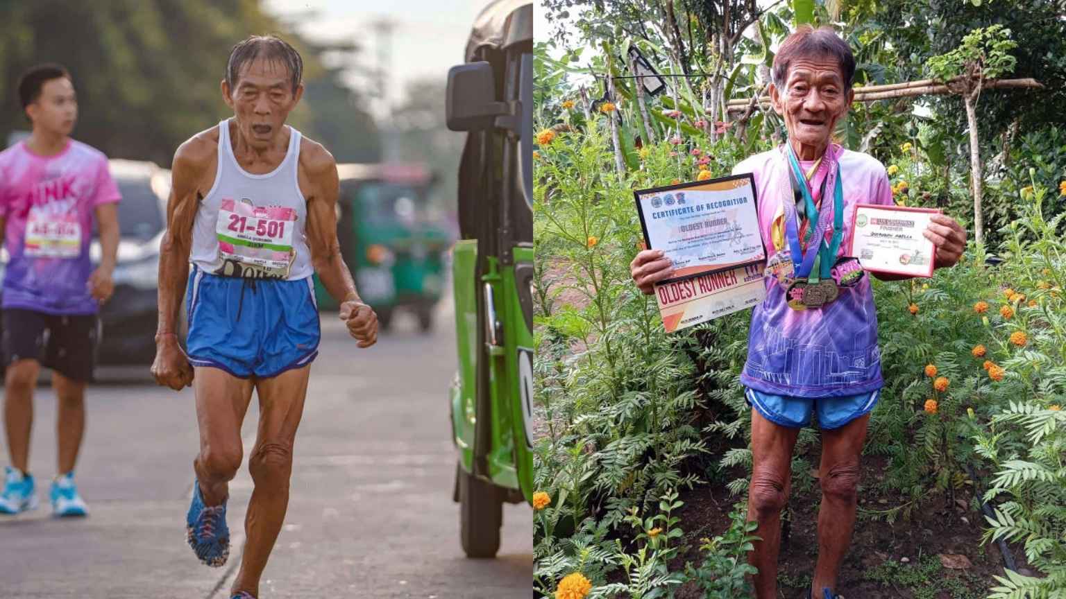 Tatay Ruben, aos 75 anos, corre maratona com tênis rasgados e inspira o mundo