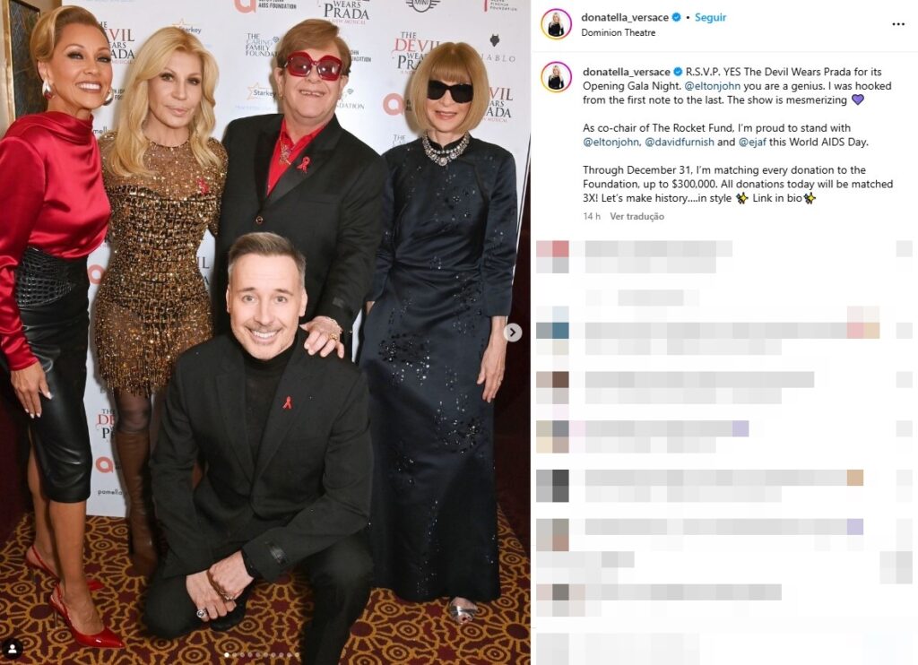 Foto: Reprodução / Instagram @donatella_versace