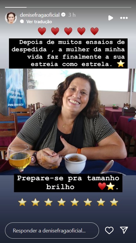 Denise Fraga anuncia falecimento de sua mãe, Wilma Fraga, aos 83 anos