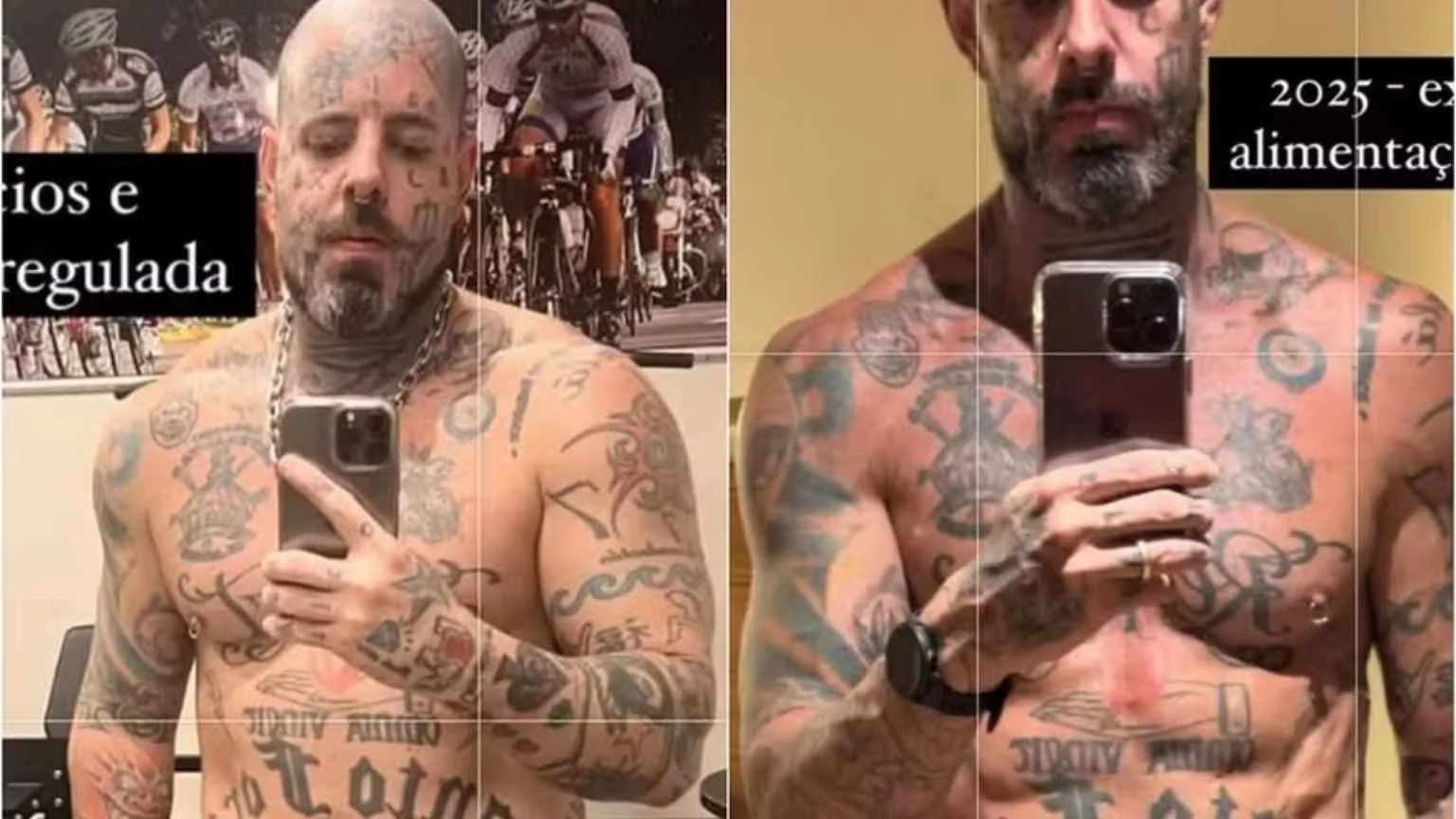 Tico Santta Cruz revela transformação aos 47 anos e incentiva seguidores: 'Você também pode'