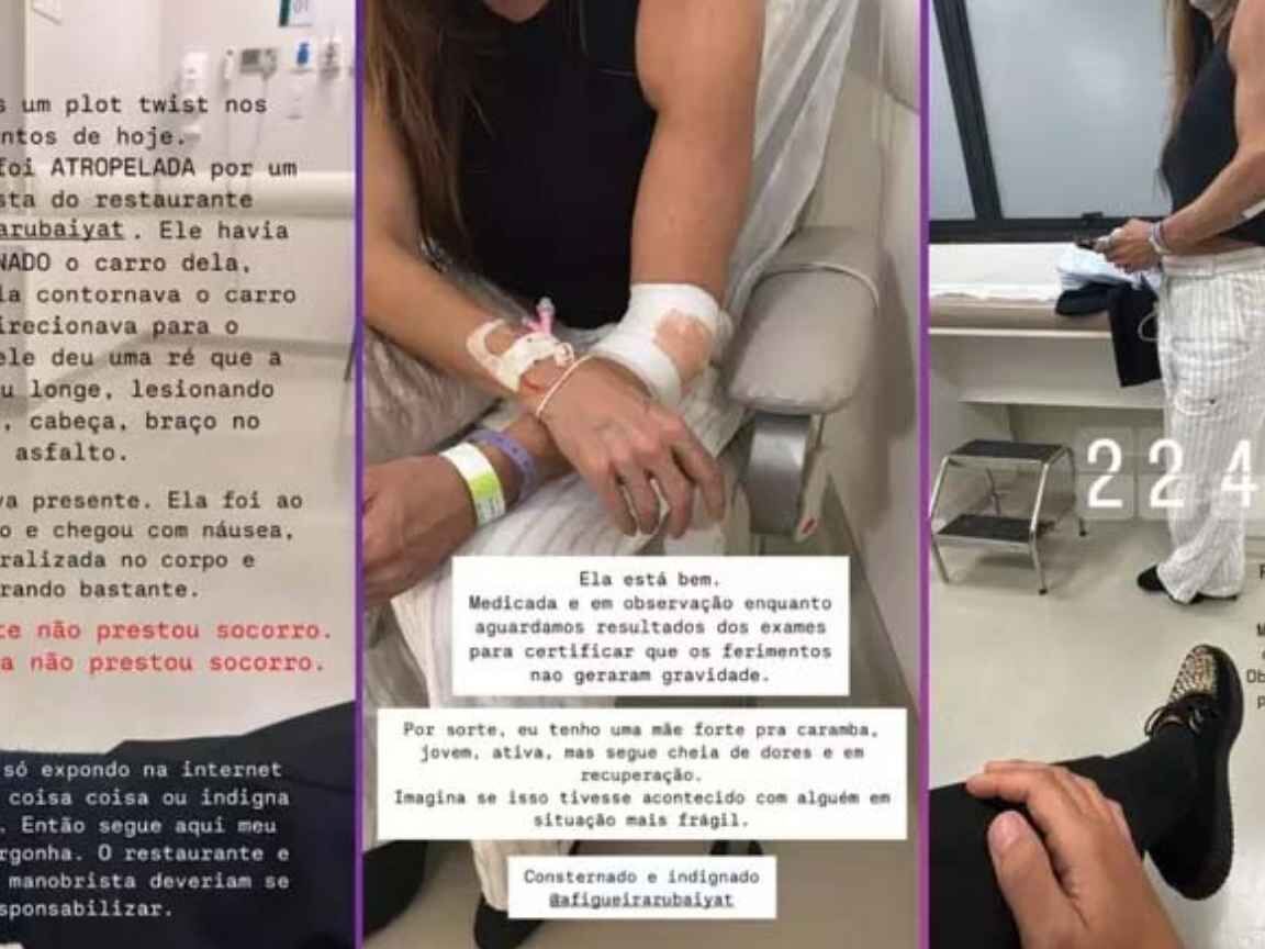 Atriz é atropelada por manobrista de restaurante e sofre ferimentos: 'Foi arremessada longe', diz Bruno Fagundes