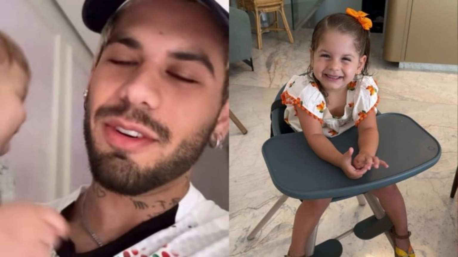 Zé Felipe reencontra filhos na mansão com Virginia após dormir fora: 'Café com as crianças!'