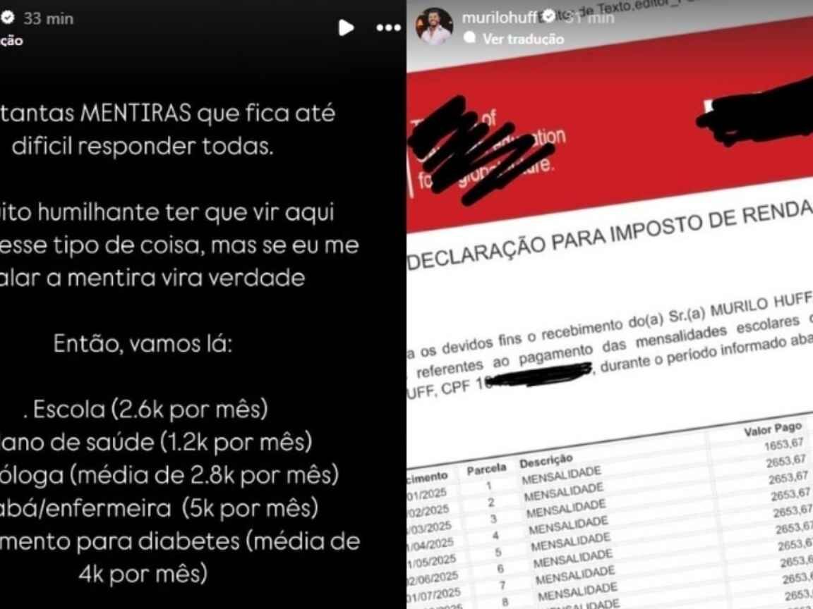 Murilo Huff expõe gastos de mais de R$ 15 mil com filho e rebate avó: 'É muito humilhante'