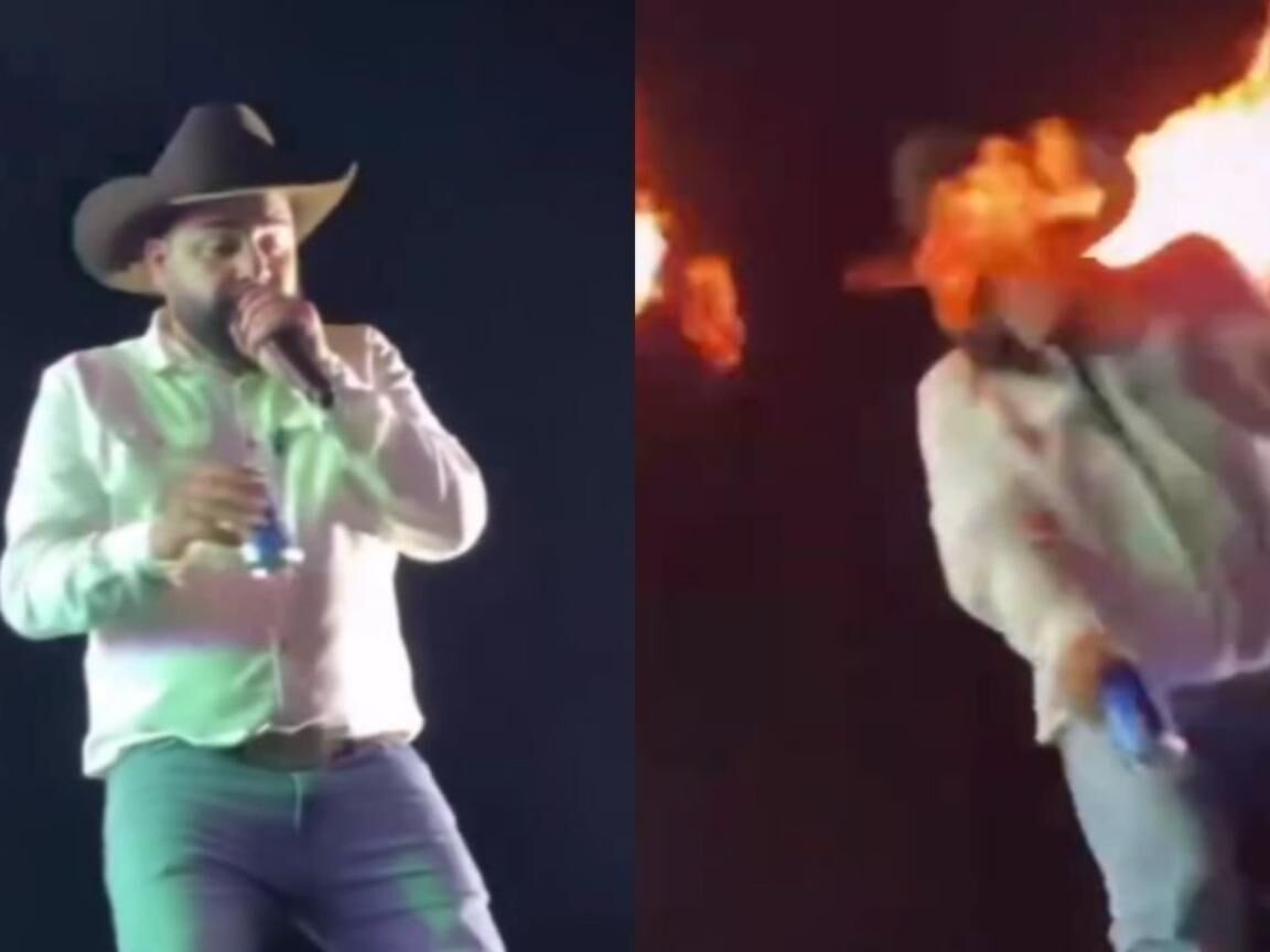 Cantor Léo é atingido por fogo no palco e reage com bom humor: 'Depois de pé quebrado, veio aí'