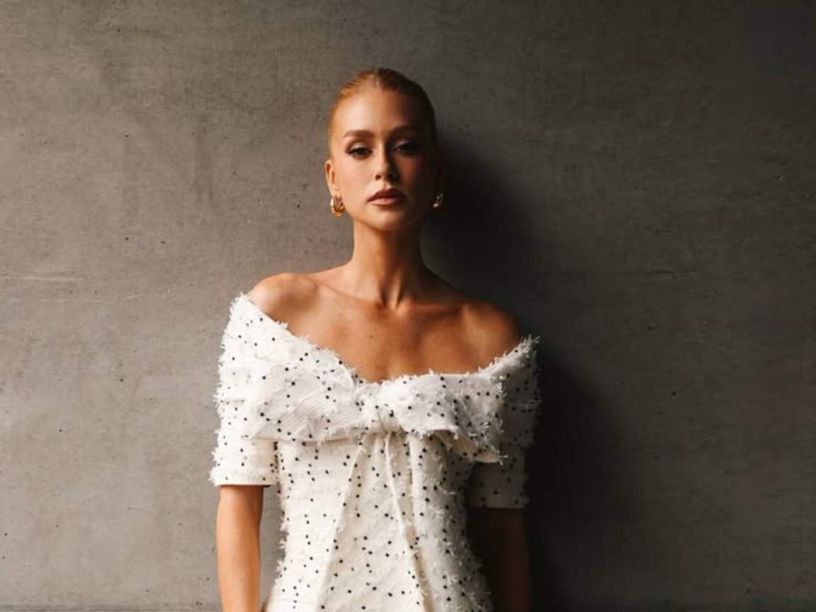 Marina Ruy Barbosa desfila look milionário ao lado do noivo Abdul Fares em São Paulo