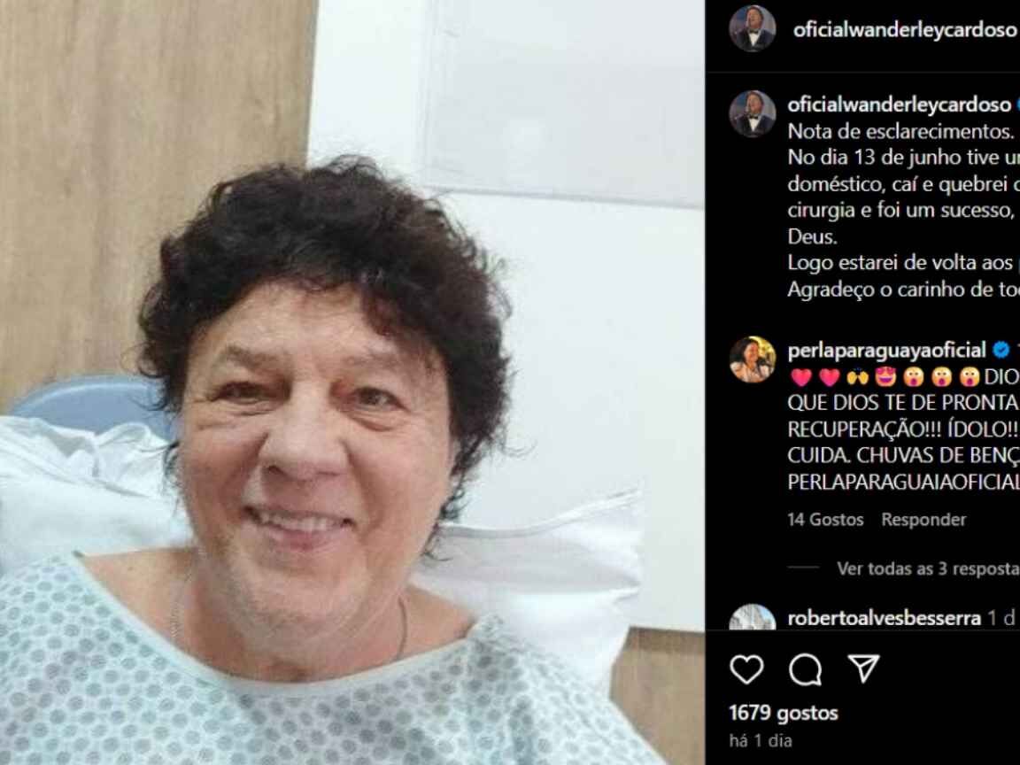 Wanderley Cardoso sofre acidente doméstico aos 80 anos e passa por cirurgia