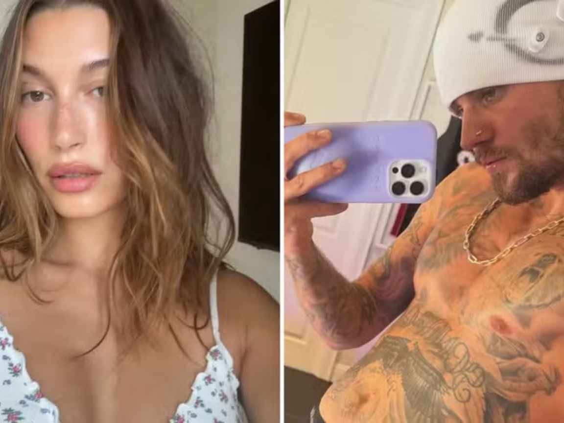 Hailey Bieber reage com emoji de 'ranço' a post de Justin Bieber sem camisa