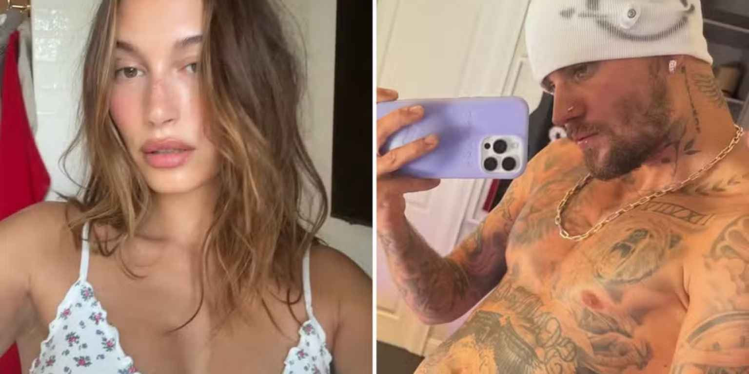 Hailey Bieber reage com emoji de 'ranço' a post de Justin Bieber sem camisa