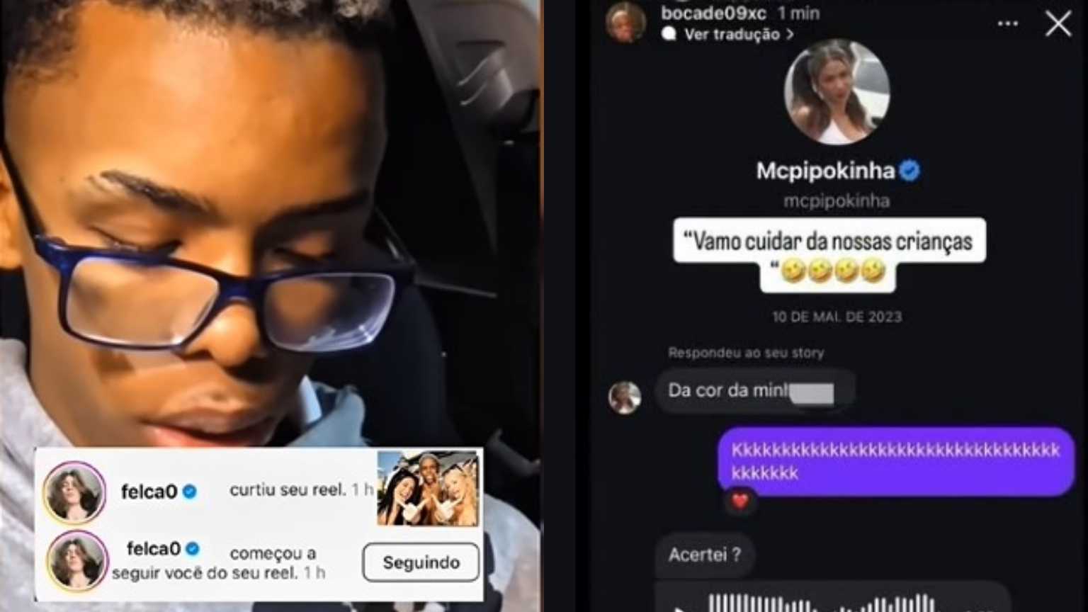 Boca de 09 se revolta com Felca e MC Pipokinha e desabafa em live