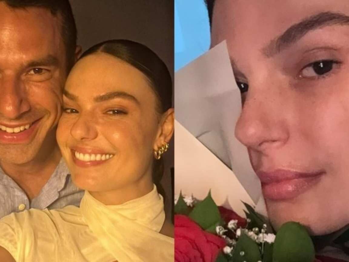 Isis Valverde ganha buquê de rosas do marido, Marcus Buaiz, e mostra bilhete romântico