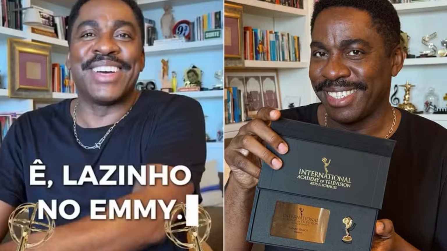Lázaro Ramos celebra convite para se tornar membro da Academia do Emmy Internacional
