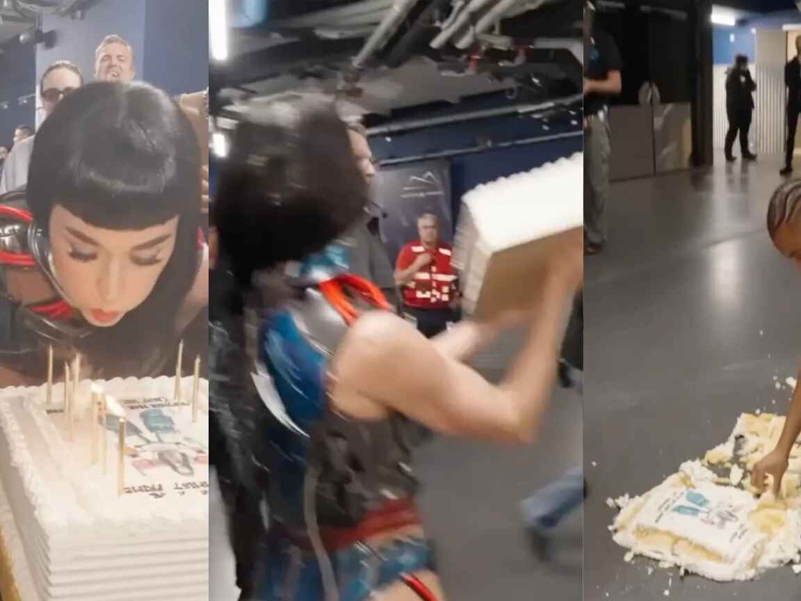 Katy Perry é criticada após jogar bolo de aniversário no chão; dançarinos comem restos