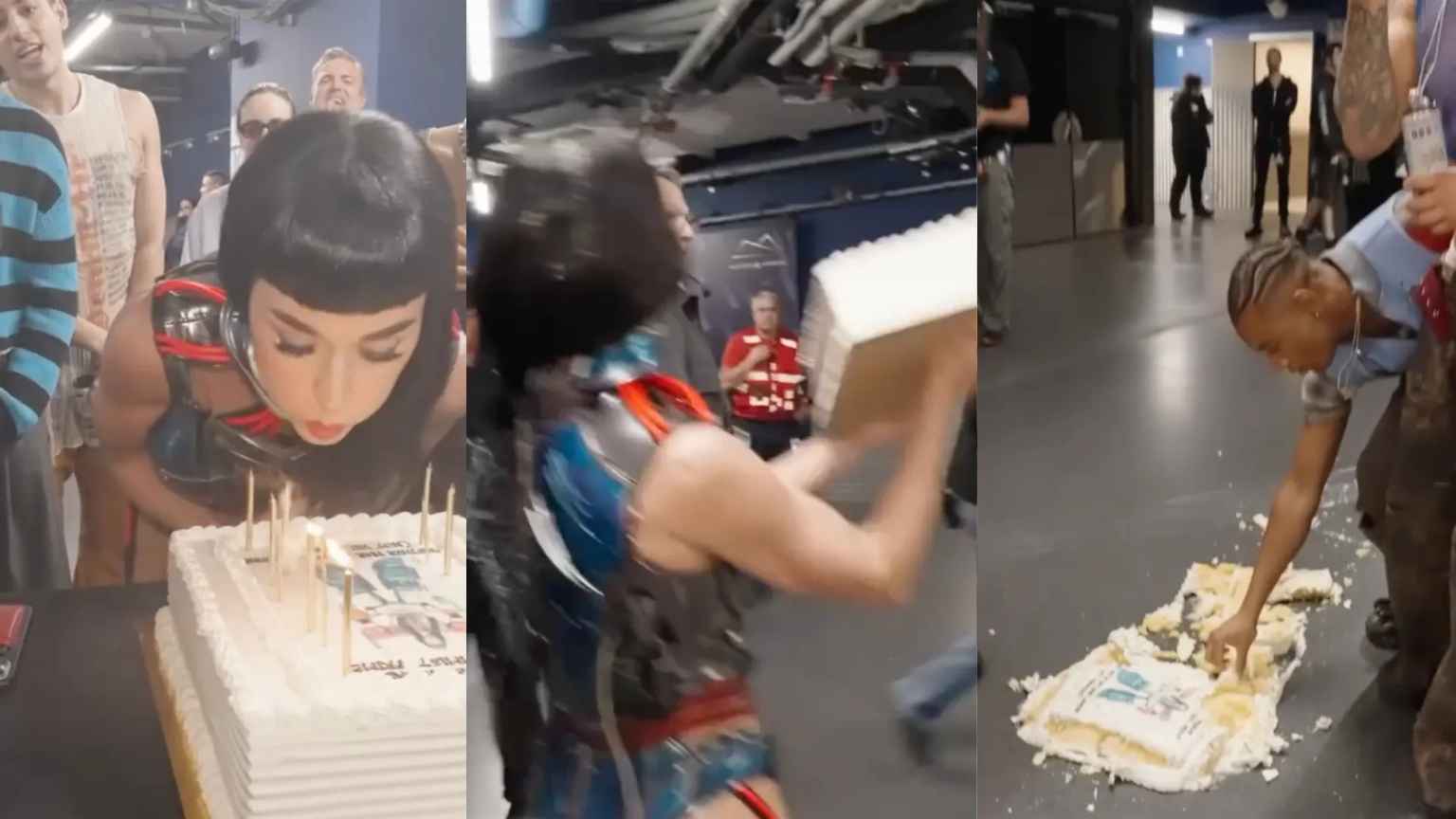 Katy Perry é criticada após jogar bolo de aniversário no chão; dançarinos comem restos