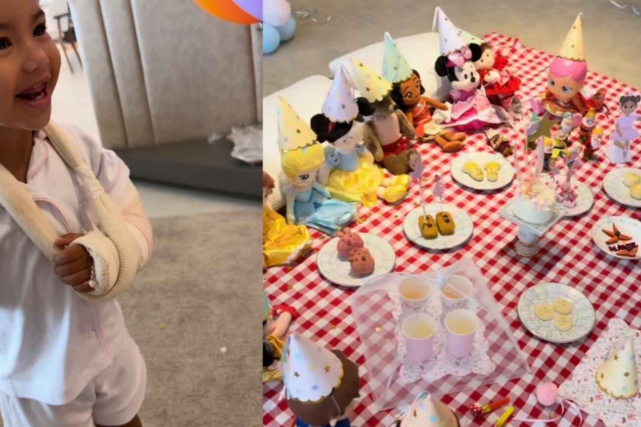 Mavie, filha de Neymar, celebra 2 anos com braço quebrado e presente de Davi Lucca