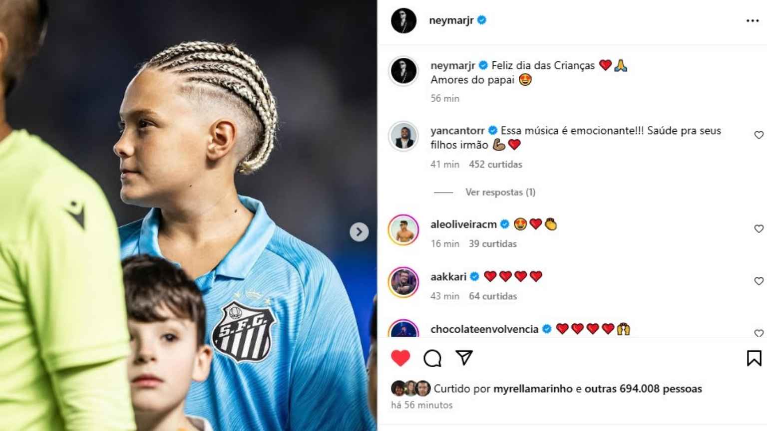 Neymar celebra Dia das Crianças com música emocionante de Yan e viraliza