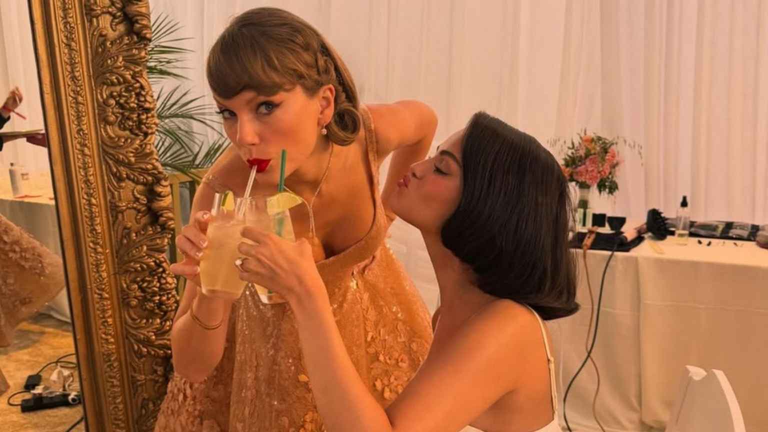 Selena Gomez posta vídeo inédito com Taylor Swift nos bastidores de seu casamento