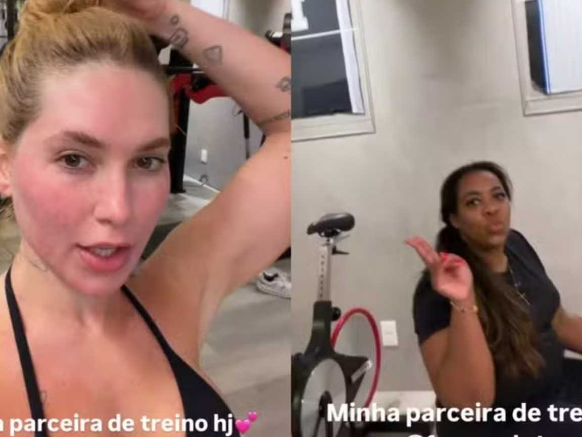 Virginia Fonseca treina com a sogra e a chama de 'parceira' na casa de Vini Jr.