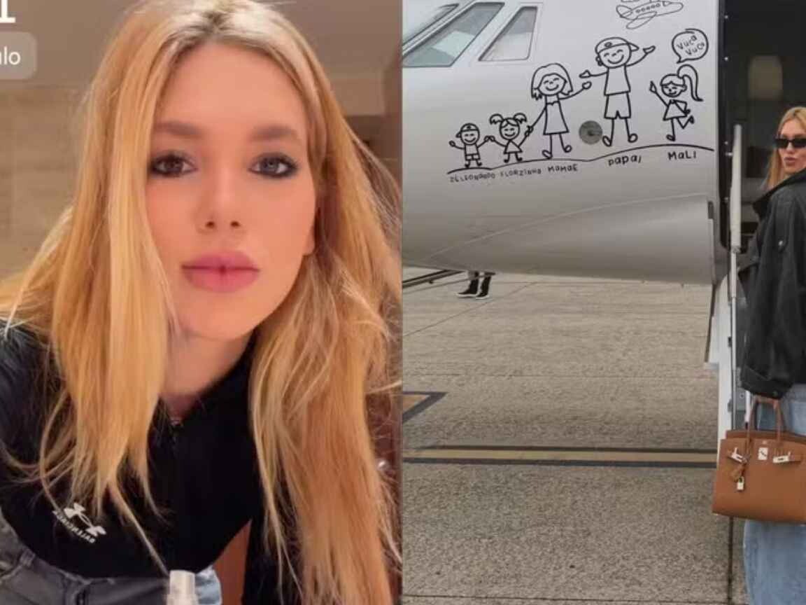 Virginia Fonseca posa em jatinho com desenho de Zé Felipe após 14 dias com Vini Jr.