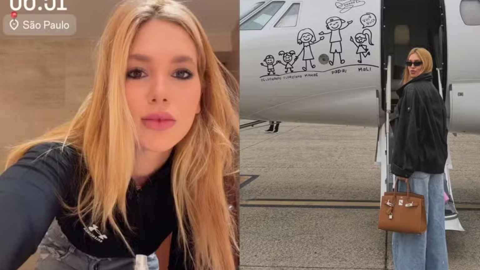 Virginia Fonseca posa em jatinho com desenho de Zé Felipe após 14 dias com Vini Jr.