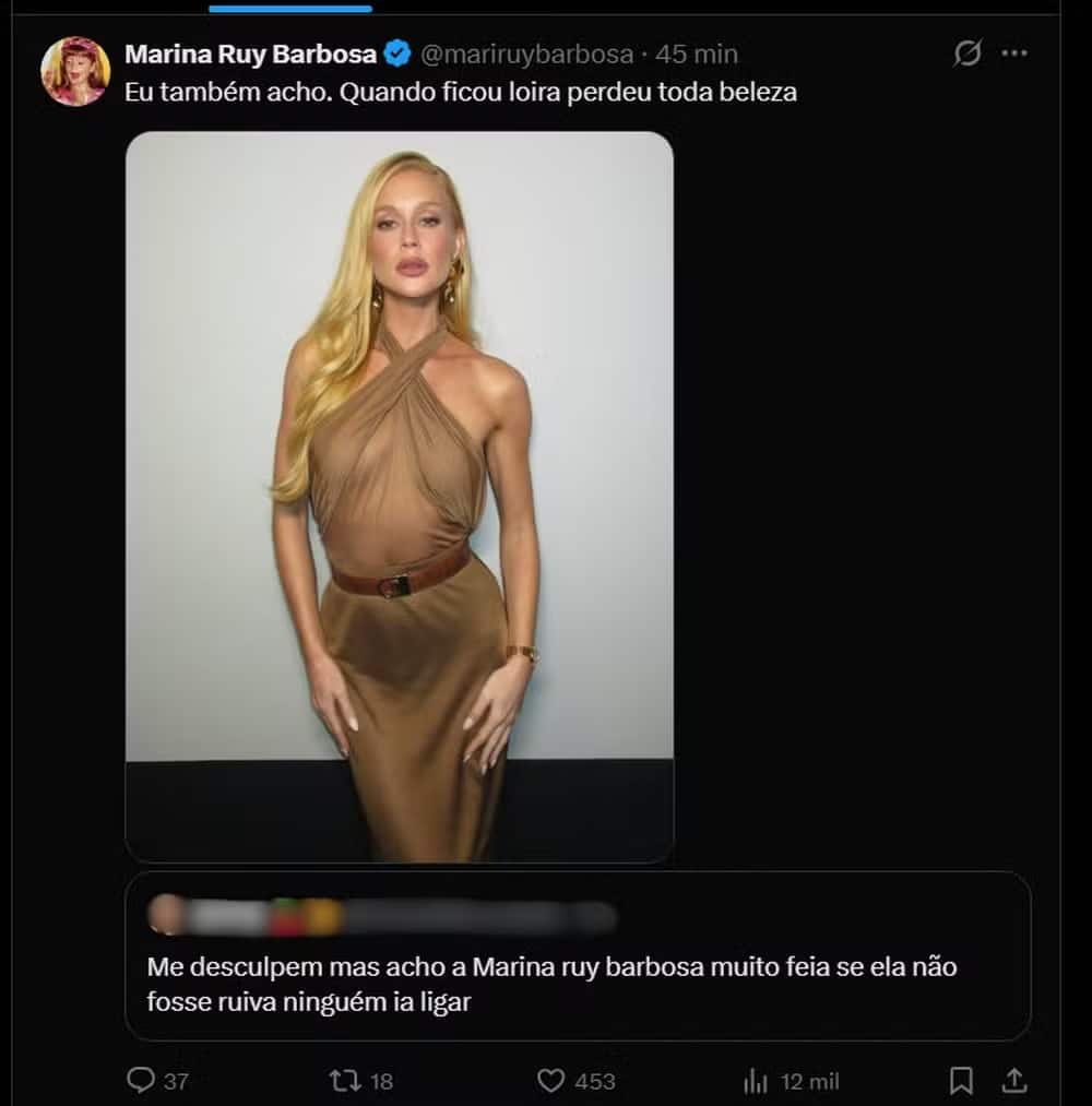 Marina Ruy Barbosa rebate crítica sobre sua beleza: 'Eu também acho'