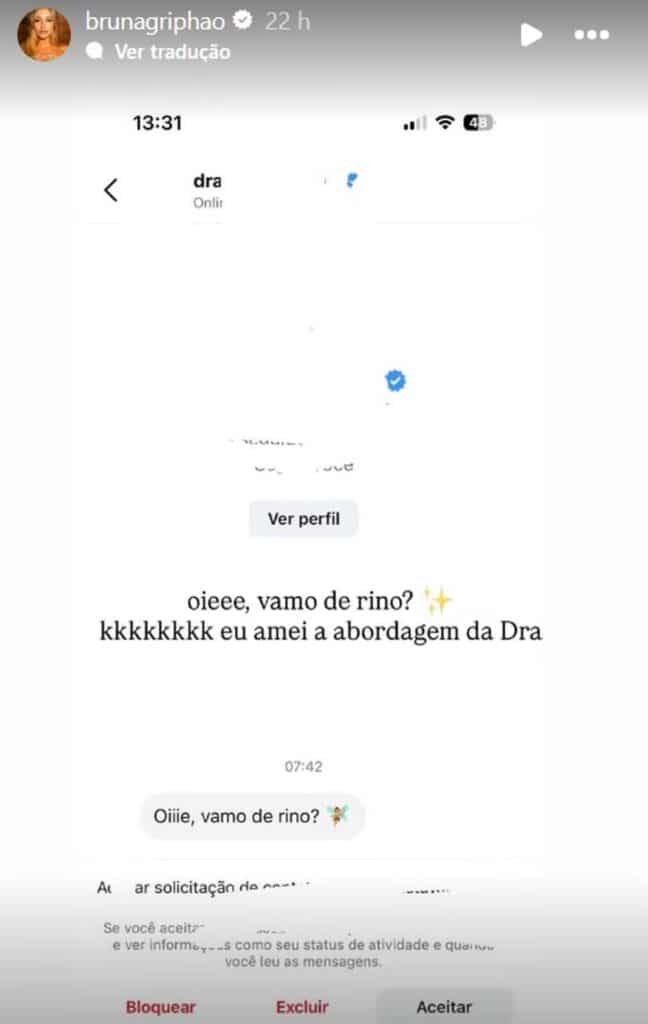 Bruna Griphao recebe oferta indelicada de rinoplastia e ironiza nas redes